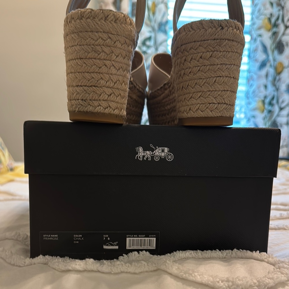 Coach Cream Wedges with Wide Straps - Picture 2 of 6